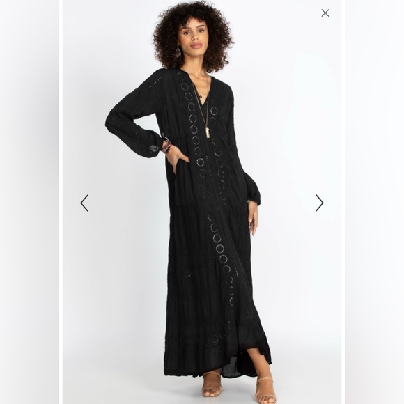 Johnny Was Black Mercury Eyelet Lace Maxi Dress Large - Picture 2 of 12
